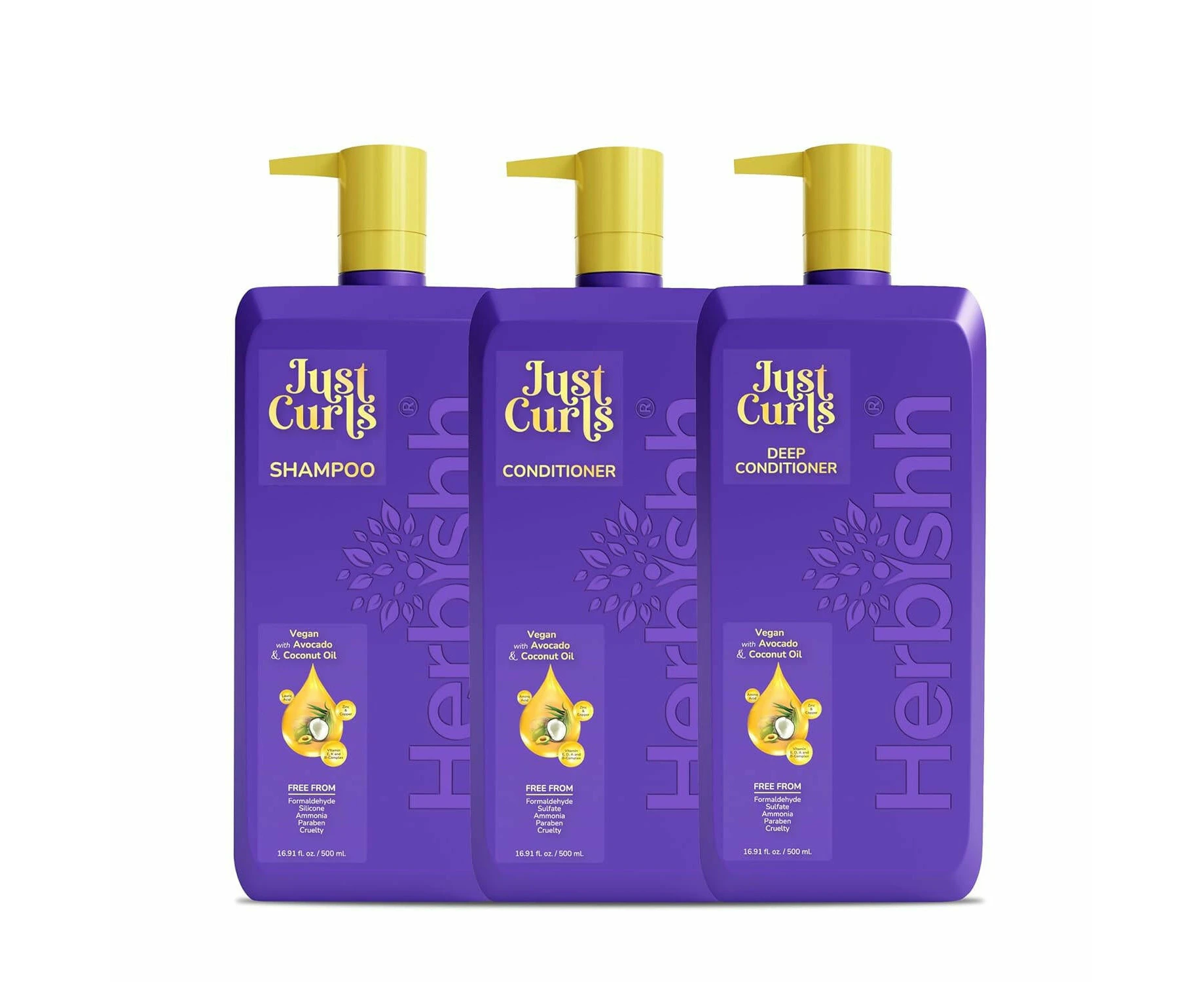 Just Curlz Shampoo + Conditioner + Deep Conditioner 500ml each