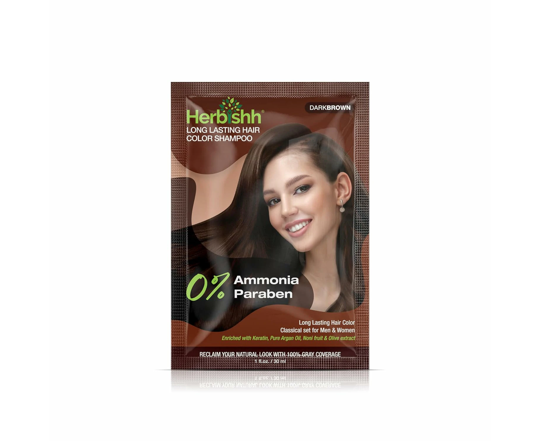 Herbishh Hair Care Permanent Color Dye Shampoo 5 pcs - 30ml - Dark Brown