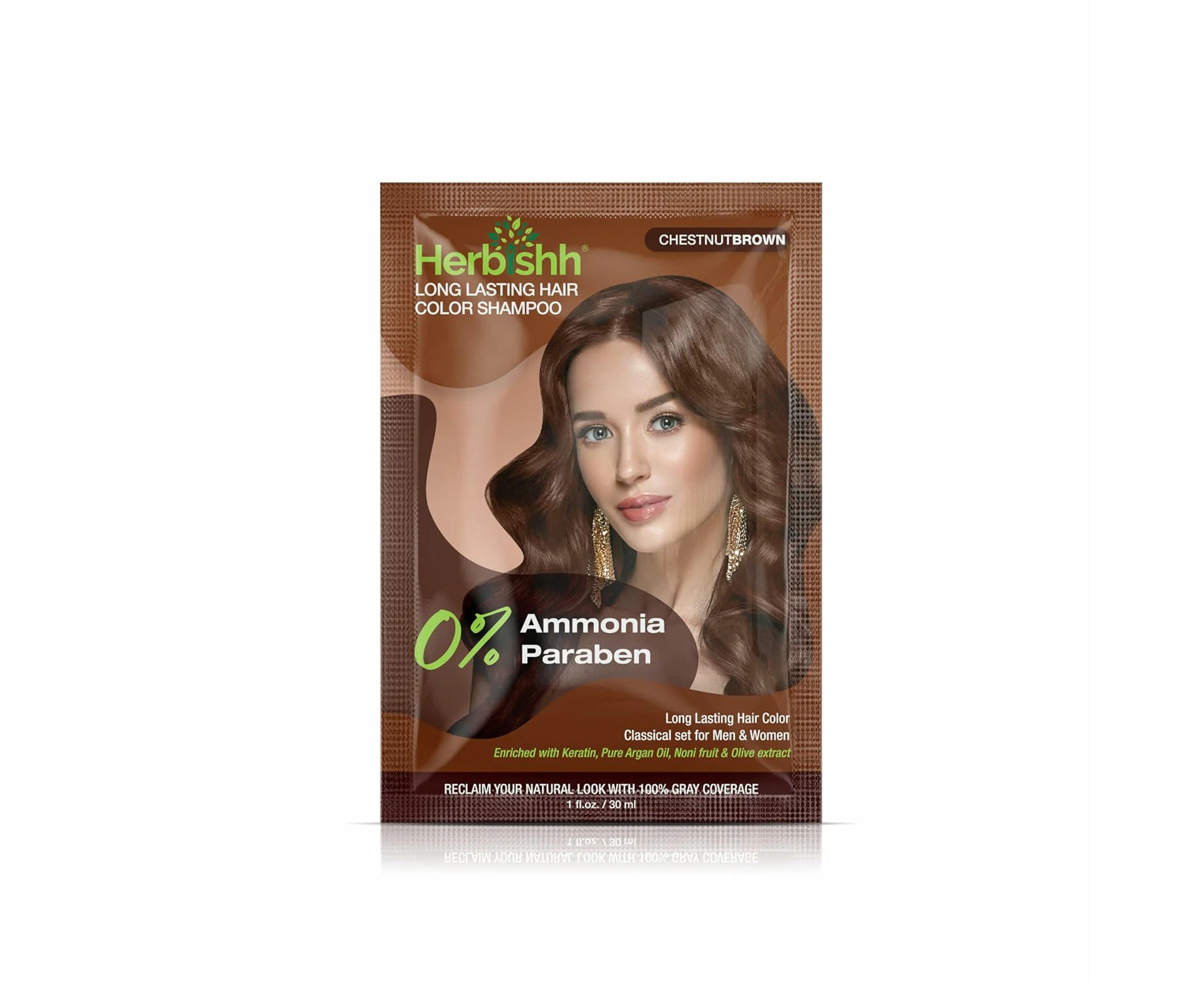 Herbishh Hair Care Permanent Color Dye Shampoo 1 pc - 30ml - Chestnut Brown