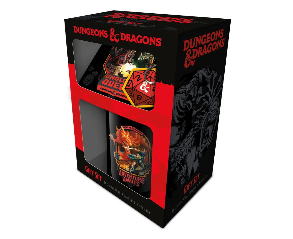 Dungeons and Dragons Modern Retro Mug Coaster and Keychain Gift Set