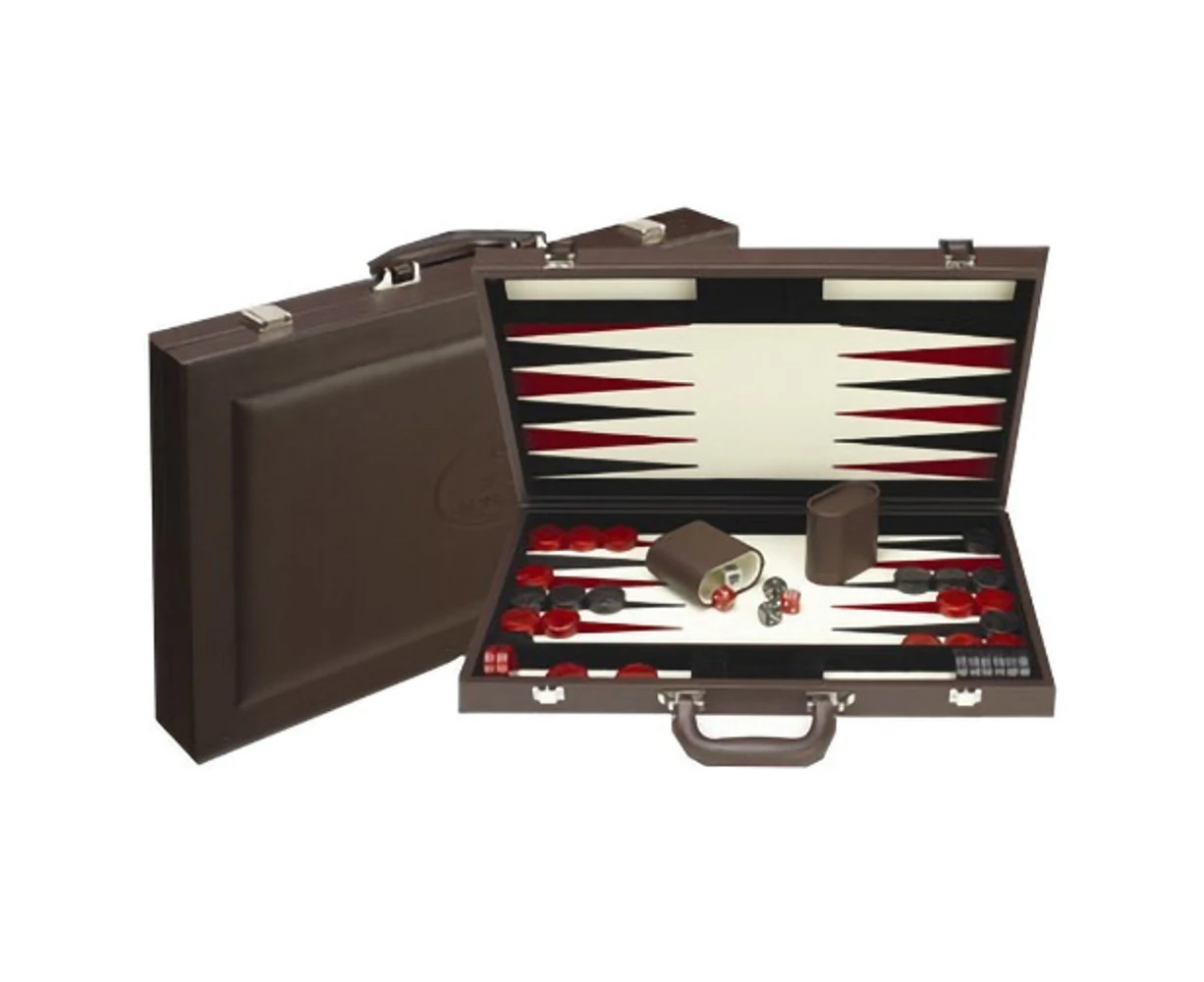 Dal Rossi Brown Leather 18 inch Backgammon Set