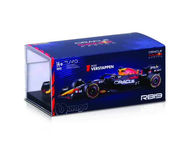 Bburago Formula Racing 2023 Red Bull Racing RB-19 #1 Max Verstappen With Helmet 1:43 Scale Diecast Vehicle