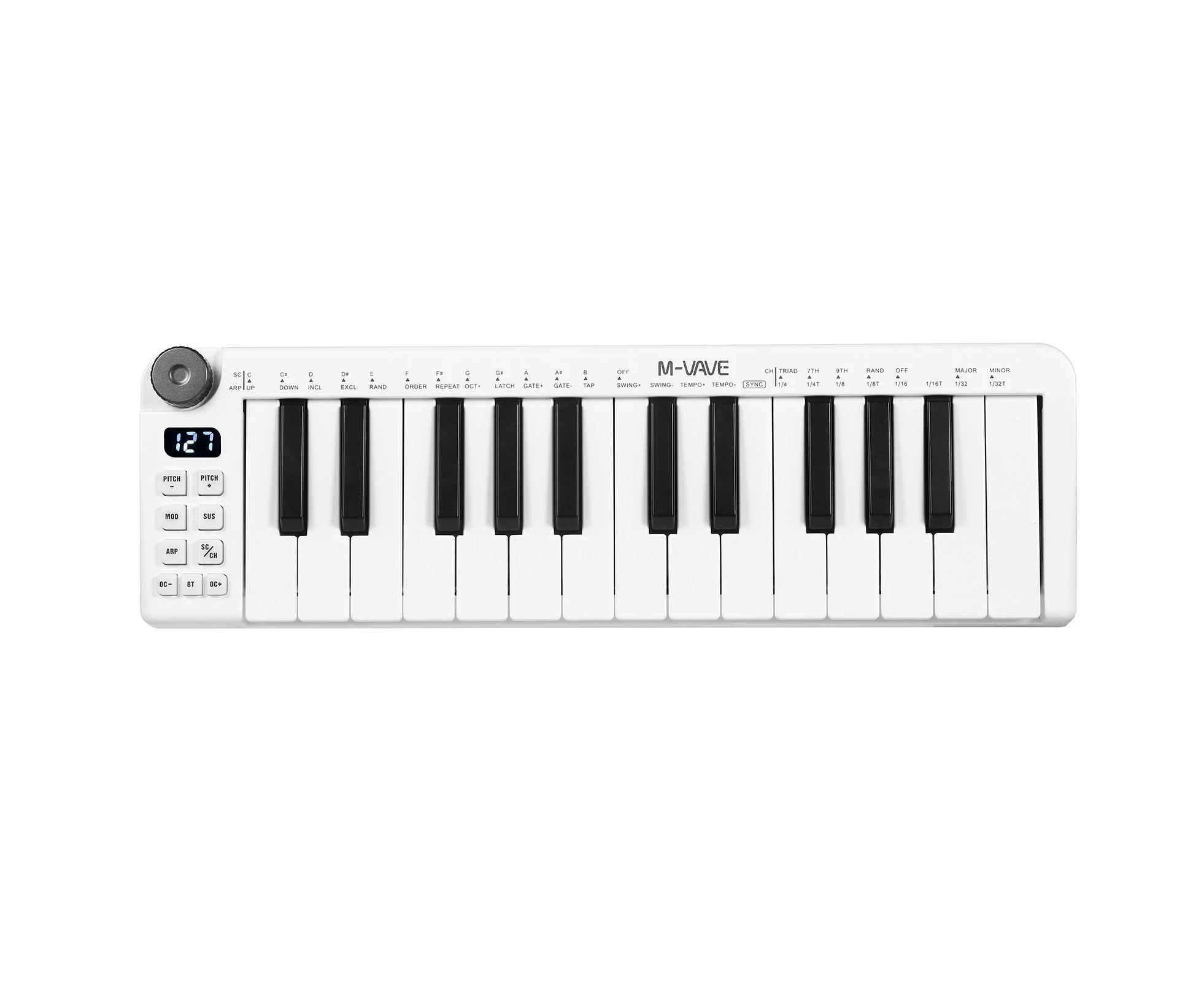 M-VAVE SMK-25mini MIDI Keyboard Rechargeable 25-Key MIDI Control Keyboard Mini Portable USB Keyboard MIDI Controller with 25 Velocity Sensitive Keys 1 Knob