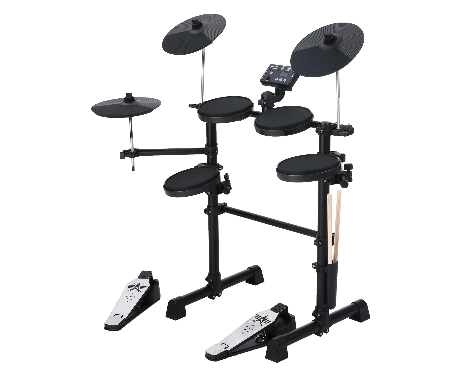 Electric Drum Set 8 Piece Electronic Drum Kit for Beginner with 144 Sounds Hi-Hat Pedals and USB MIDI Connection Holiday Birthday Gifts