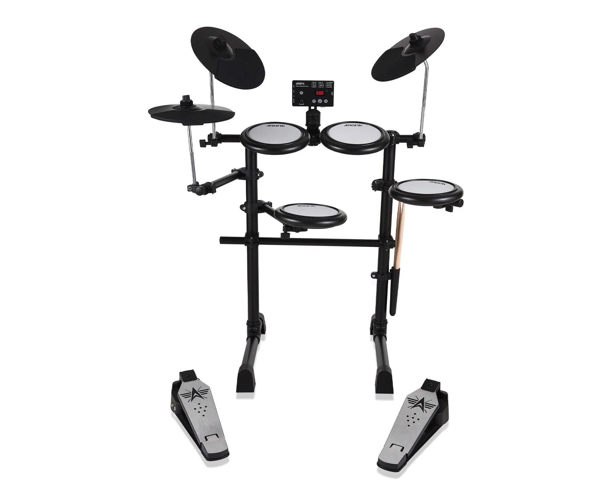 AROMA Electric Drum Set Electronic Drum Kit for Beginner 144 Different Tones 12 Drum tones Hi-Hat Pedals Bass Drum Pedal and USB MIDI Connection Holiday Bi