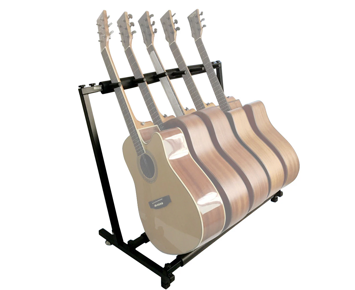 Multi Guitar Stand 5 Holder Foldable Universal Display Rack Portable Black for Classical Acoustic, Electric, Bass Guitar