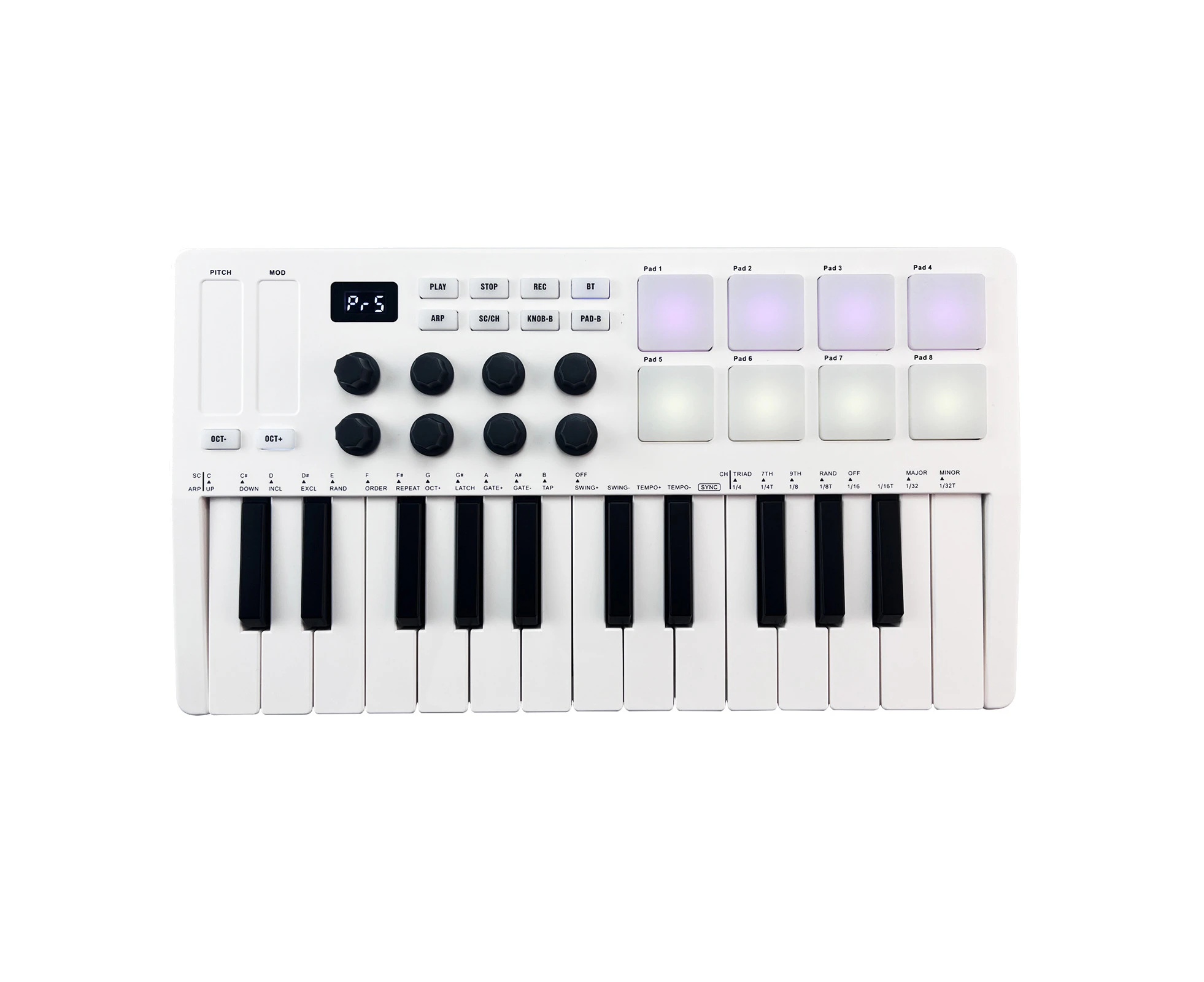 M-VAVE 25-Key MIDI Control Keyboard Mini Portable USB Keyboard MIDI Controller with 25 Velocity Sensitive Keys 8 RGB Backlit Pads 8 Knobs