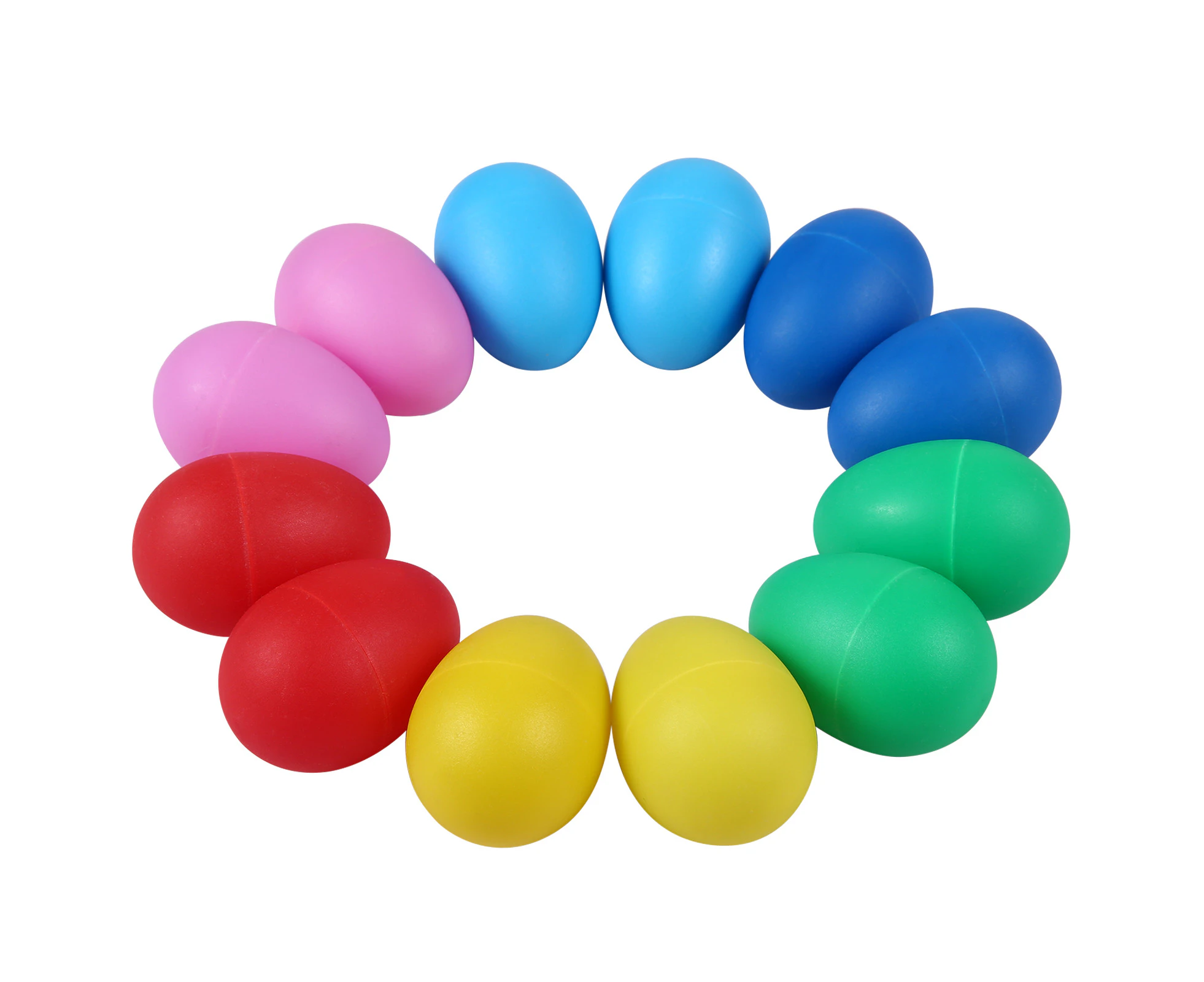 12 Pieces Egg Shakers Musical Instruments Percussion Egg for Kids Toys Plastic Easter Egg Shaker for Learning DIY Painting, Classroom Music, Rhythm, 6 Colo