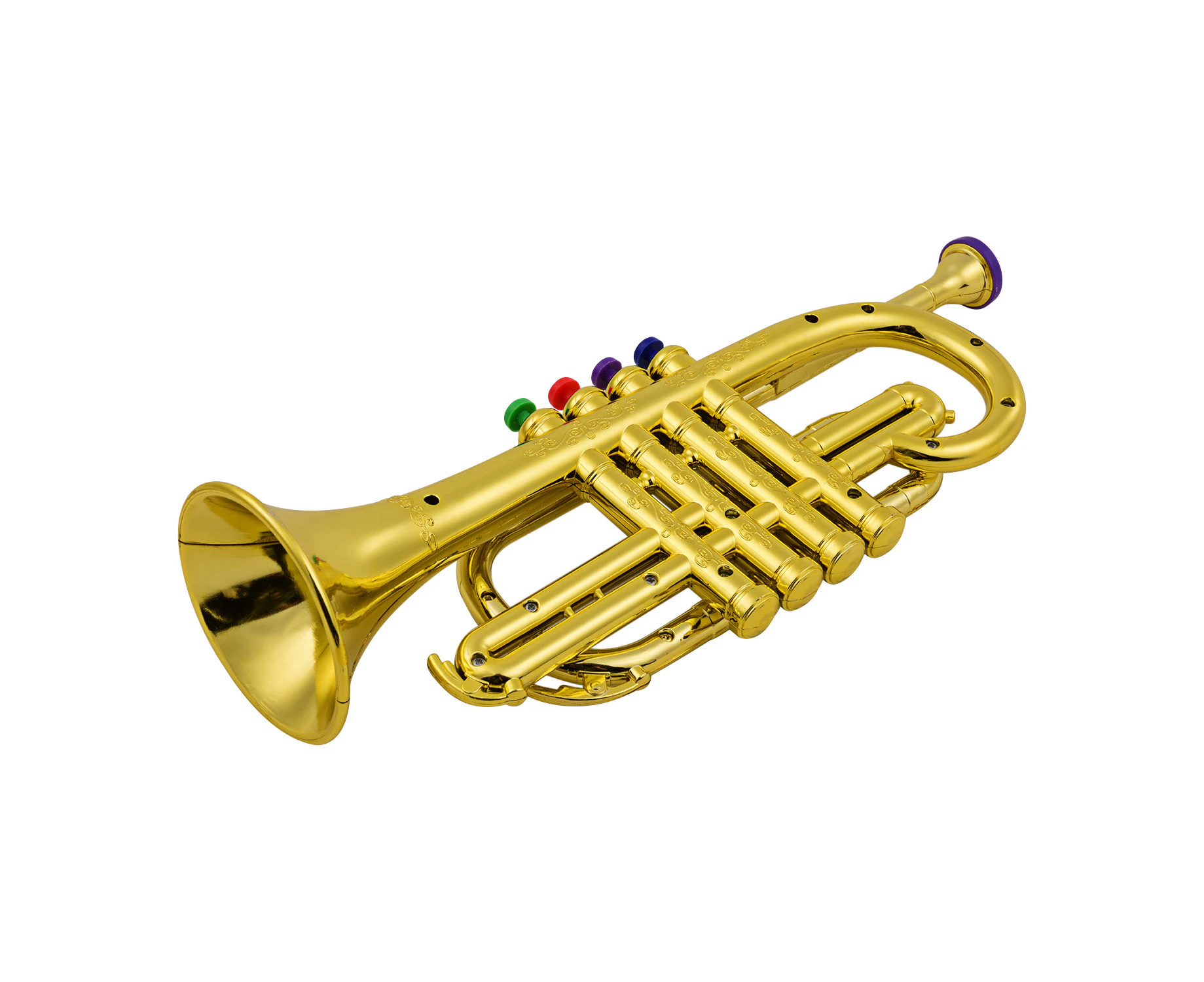 Trumpet Kids Musical Wind Instruments ABS Metallic Gold Trumpet with 4 Colored Keys