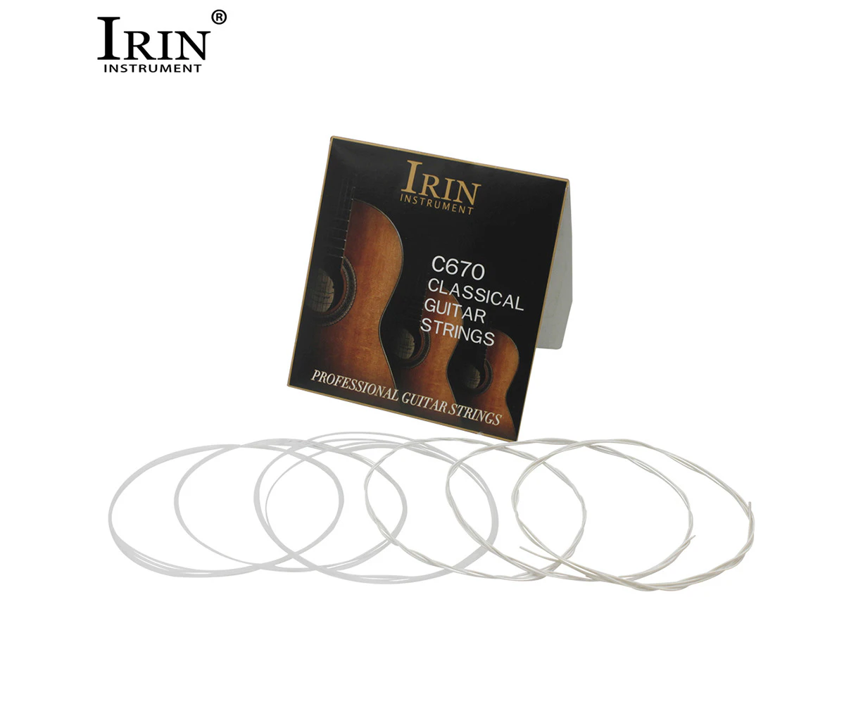 IRIN C670 Acoustic Classical Guitar Strings Nylon Silver Plated Copper Alloy Wound, 6pcs/set (.028-.043)