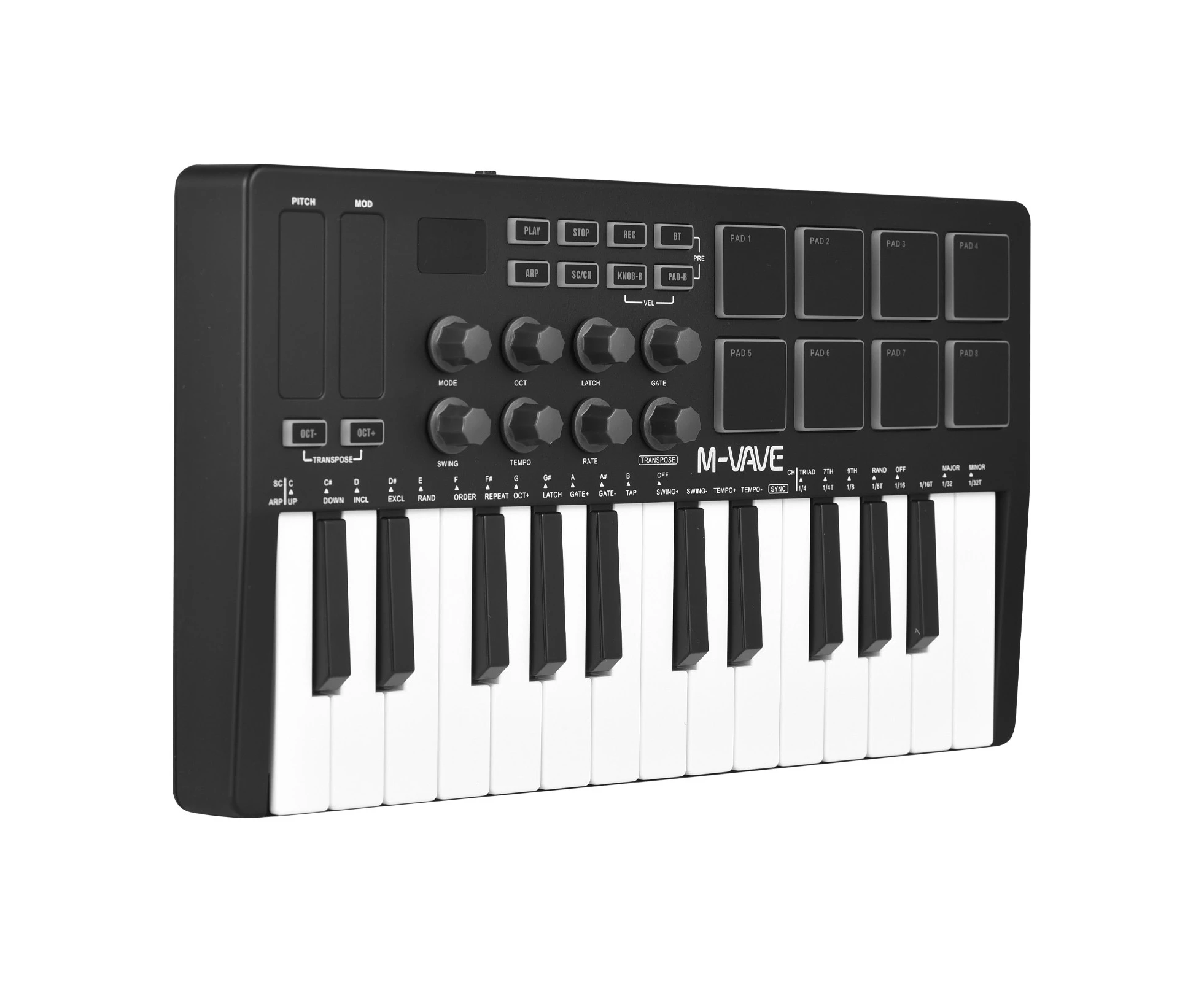 M-VAVE 25-Key MIDI Control Keyboard Mini Portable USB Keyboard MIDI Controller with 25 Velocity Sensitive Keys 8 RGB Backlit Pads 8 Knobs