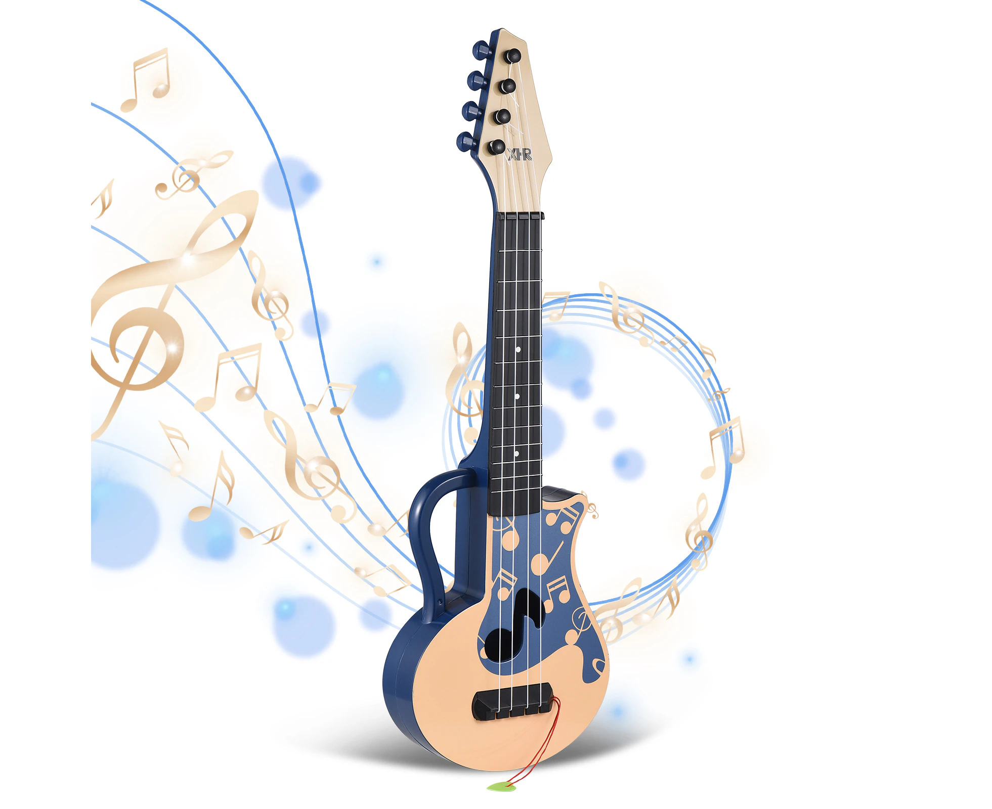 54cm Ukulele with Pick Musical Note Design Handheld Ukulele for Beginner Gift Music Small Guitar Nylon Strings Musical Instrument