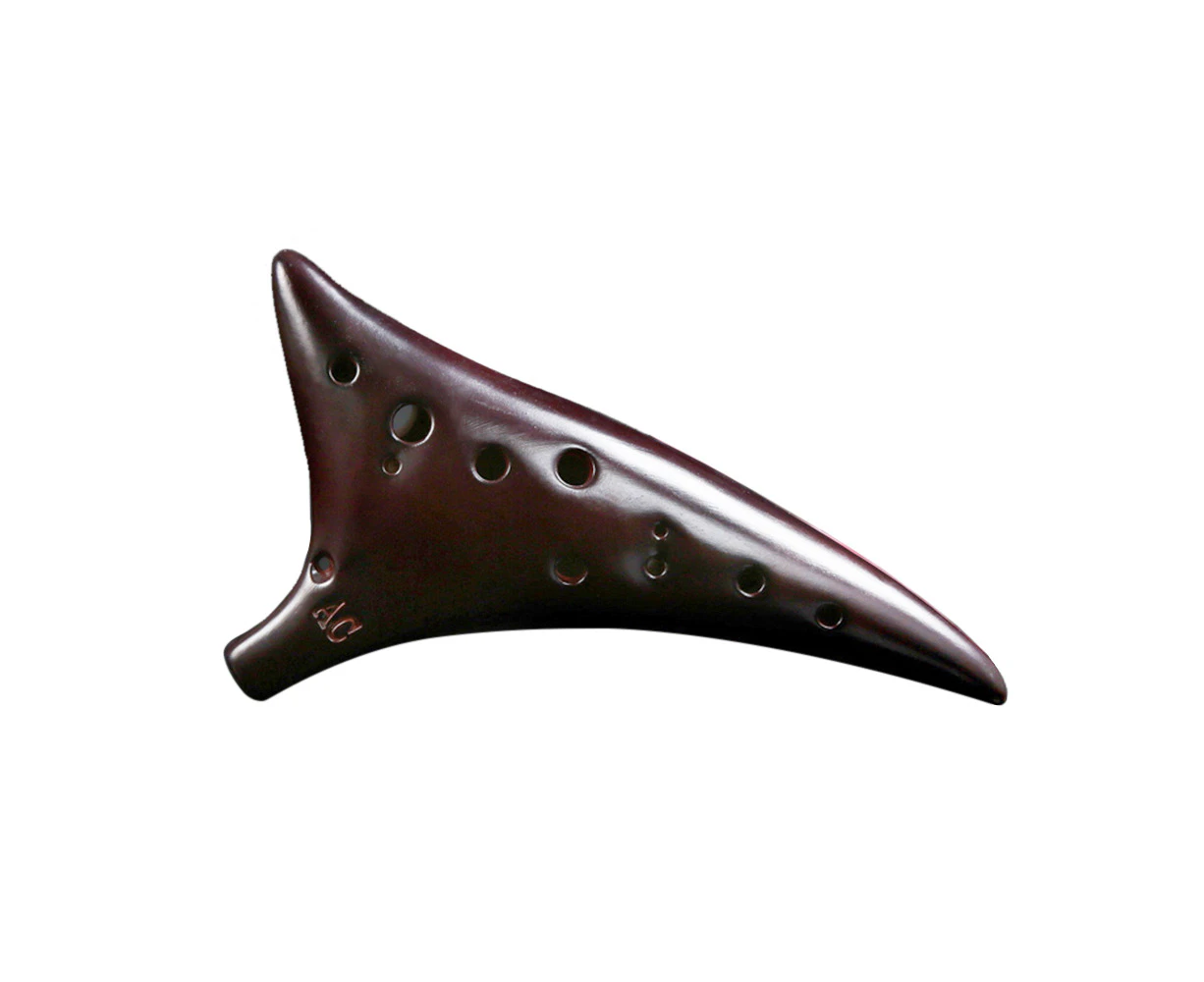 12 Holes Warped-tail Ceramic Ocarina Alto C Hand Painted Musical Instrument with Lanyard Music Score Protective Bag For Music Lover and Learner