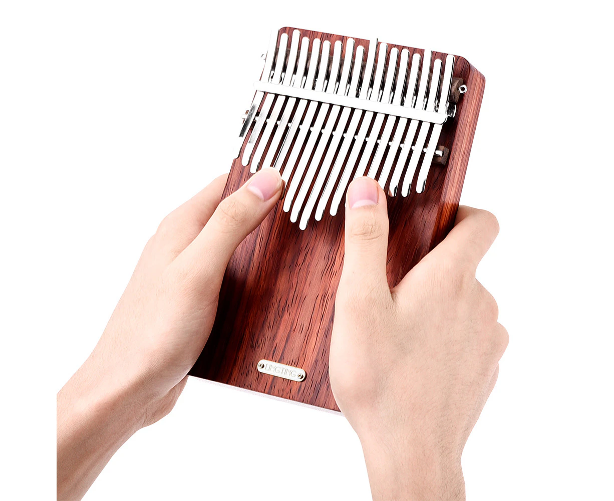 LINGTING K17A 17-key Portable Thumb Piano  Mbira Sanza Padauk Matetial with Storage Bag Carry Case Music Book Stickers Tuning Hammer Pickup Accompaniment C