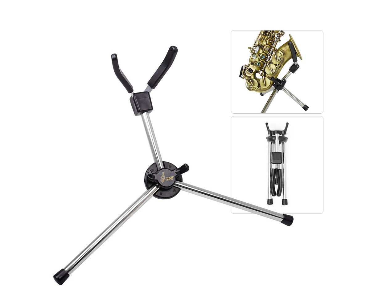 Foldable Soprano Saxophone Stand Portable Sax Metal Floor Stand Holder with Carry Bag