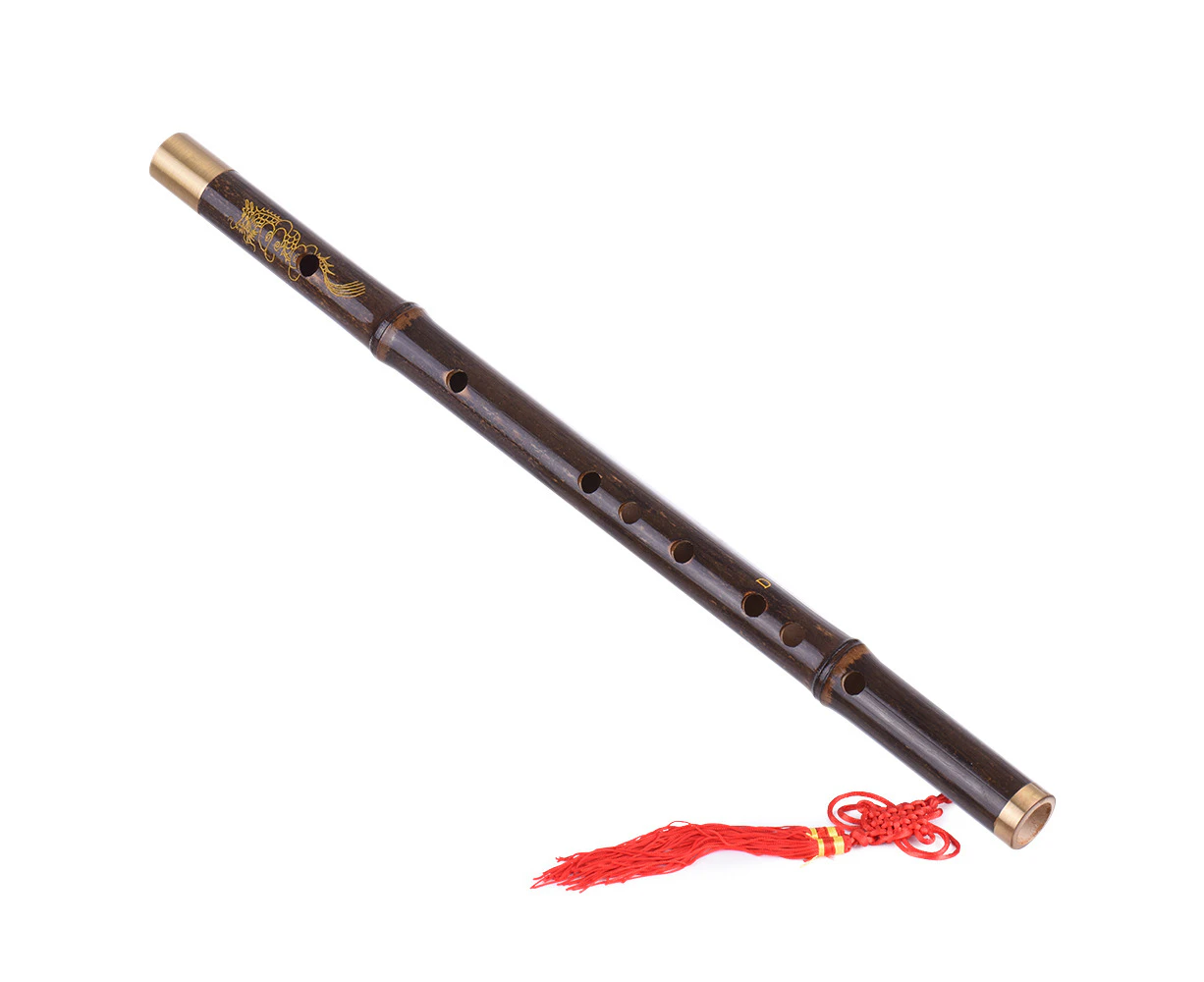 Professional Black Bamboo Dizi Flute Traditional Handmade Chinese Musical Woodwind Instrument Key of D Study Level