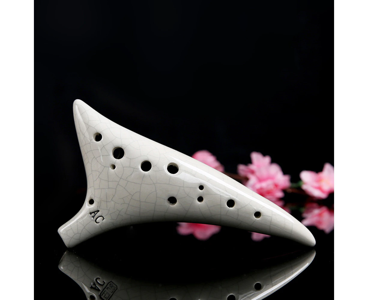 12 Holes Warped-tail Ceramic Ocarina Alto C Hand Painted Musical Instrument with Lanyard Music Score Protective Bag For Music Lover and Learner