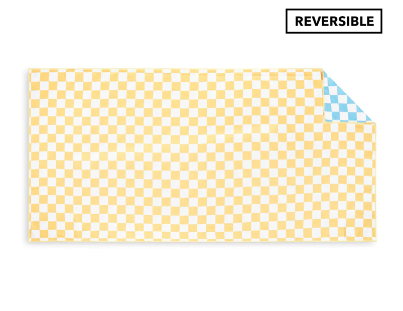 Sheraton Luxury Maison Checkmate Reversible Sand-Free Beach Towel - Lemon/Teal