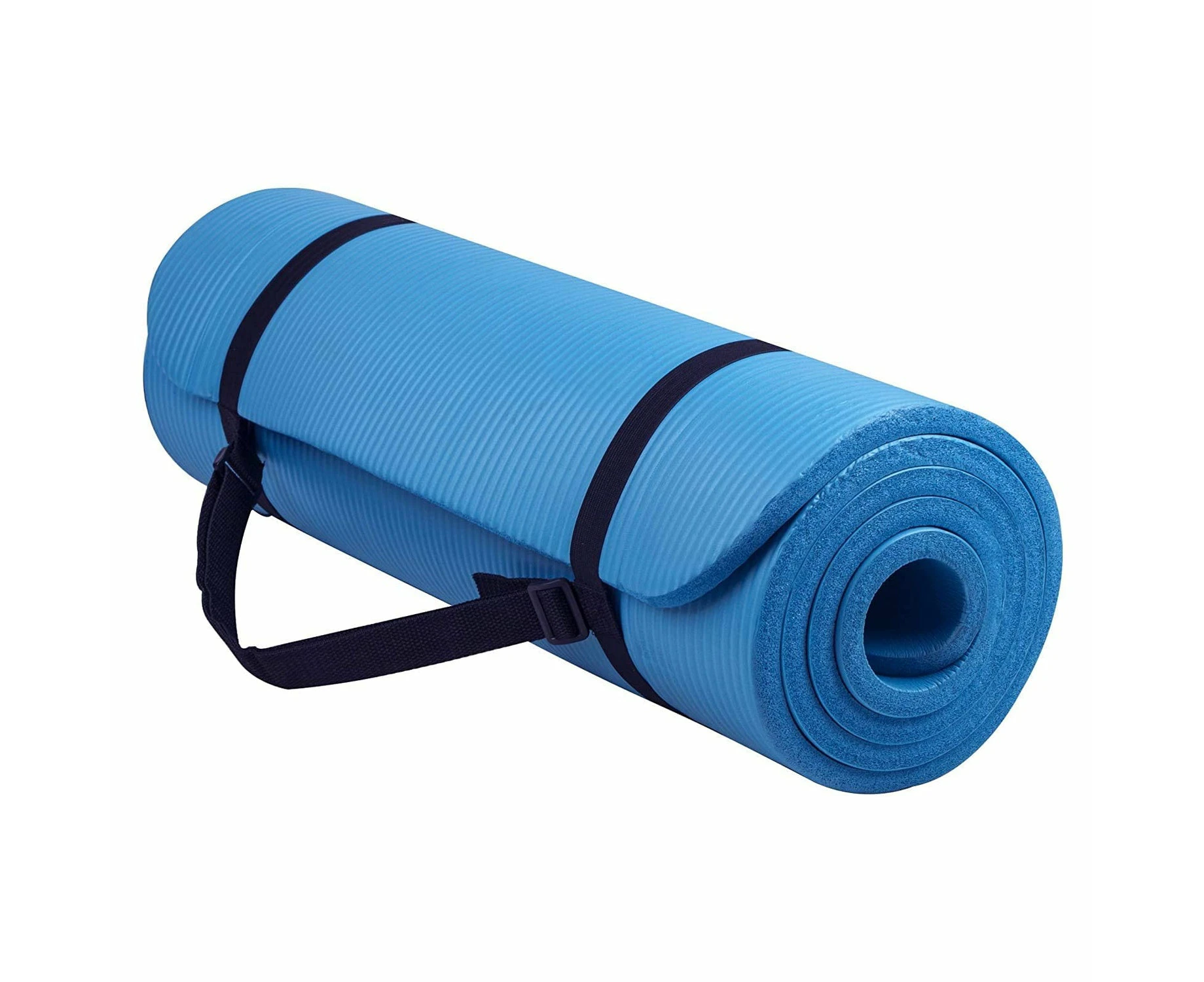 Blue All-Purpose 1/2-Inch Exercise Yoga Mat  Extra Thick High Density with Carrying Strap