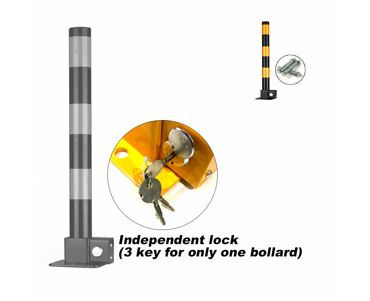 Black Parking Bollard locker Barrier Key Alike Or Independent Fold Down Vehicle - Independent lock (key for only one bollard?