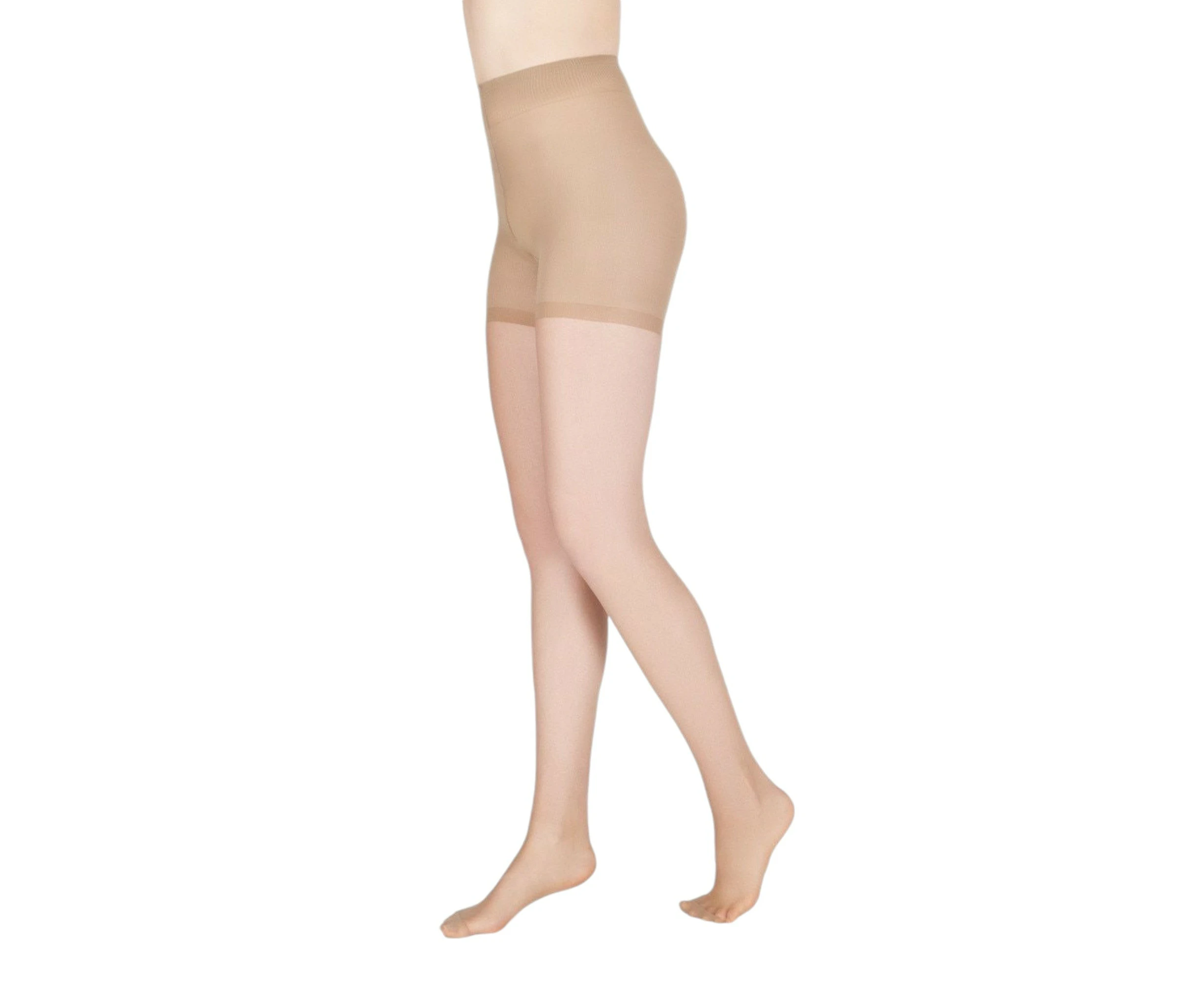 Women 2 x Razzamatazz Perfecting Sheer Slim 15 Denier Stocking Natural Cotton/Elastane/Nylon