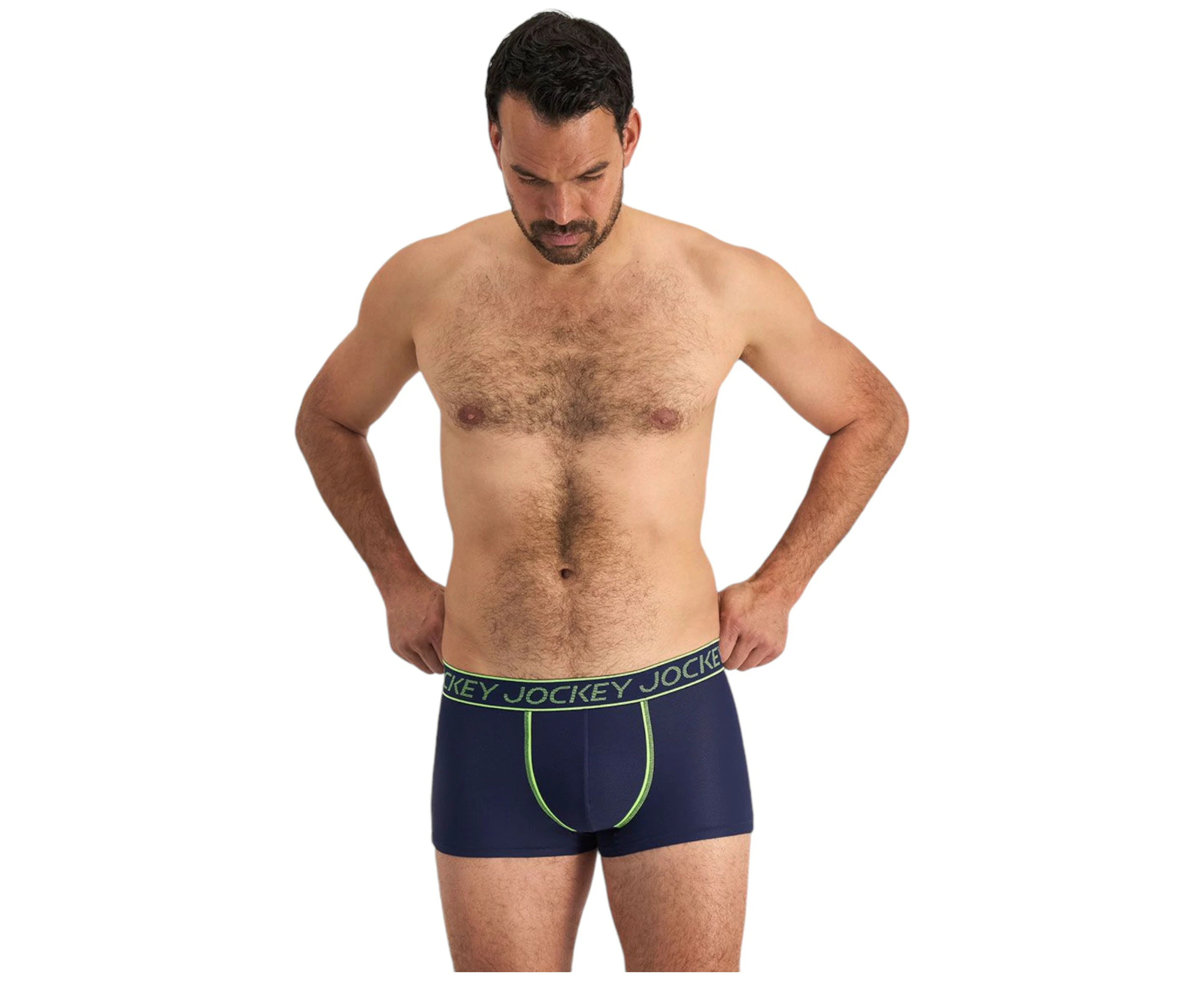 2 x Mens Jockey Dry Impact Trunks Navy/ Green Underwear Elastane/Nylon