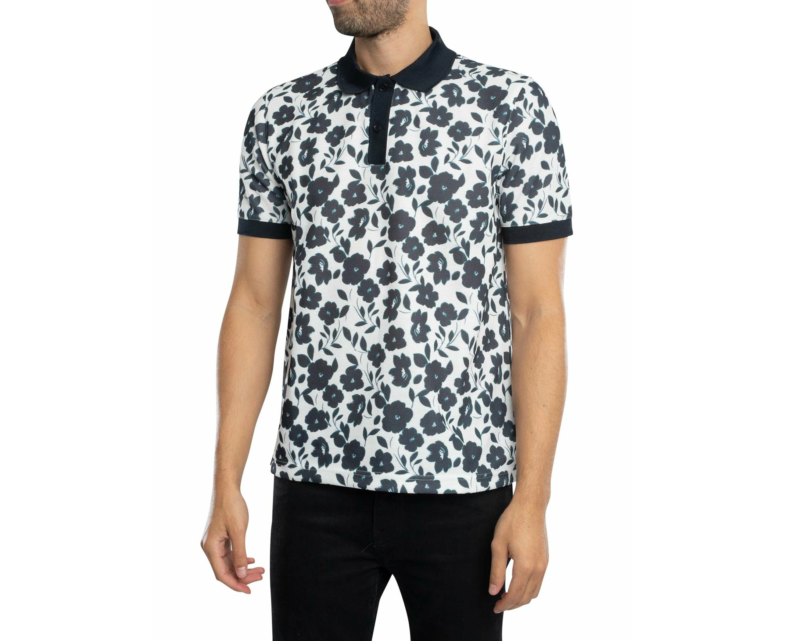 Ted Baker Men's Over Print Polo Shirt - White