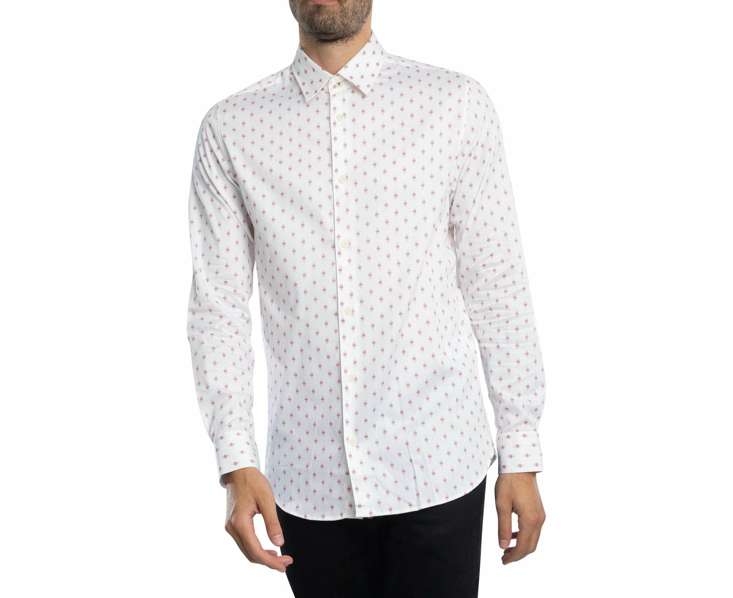 Ted Baker Men's Pen Dot Geo Print Slim Shirt - White