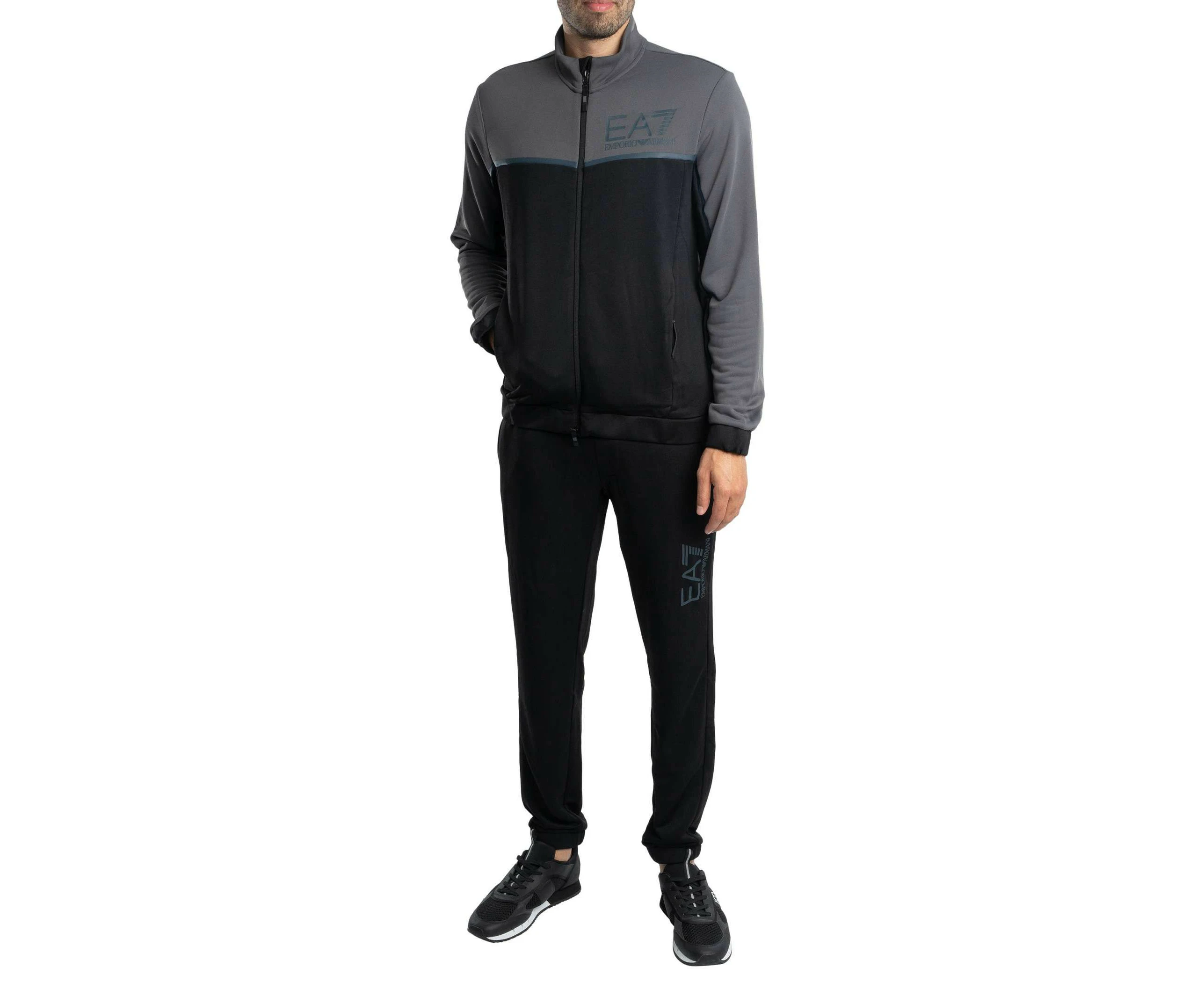 EA7 Men's Logo Jersey Tracksuit - Black