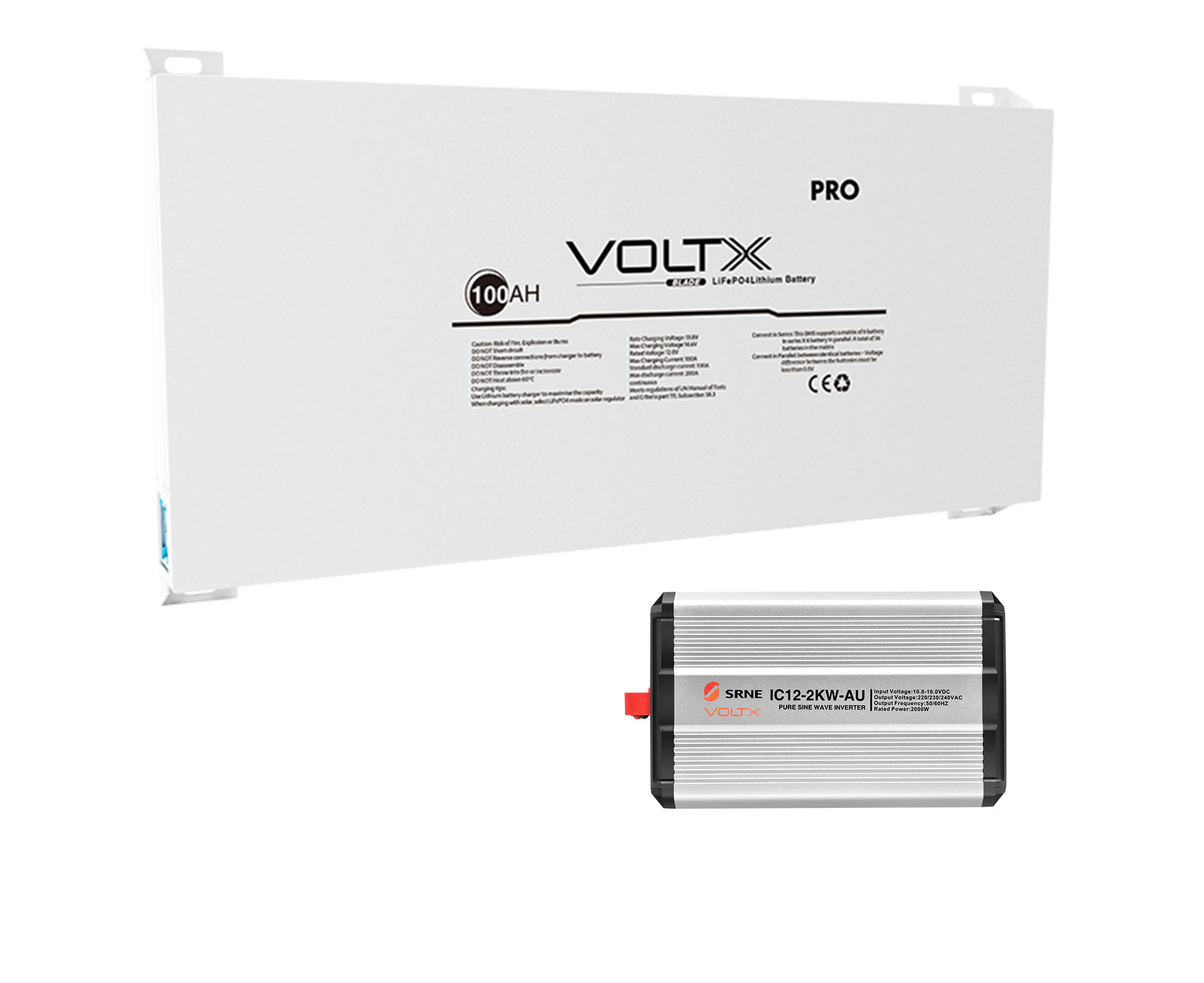 VoltX 12V 100Ah Blade Lithium Battery + VoltX 12V 2KW Pure Sine Wave Inverter