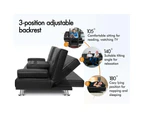 ALFORDSON Sofa Bed Lounge 3 Seater Futon Couch Cup Holder Leather Black