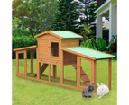 Advwin Rabbit Hutch Chicken Coop 204cm x 45cm x 85cm Large Run Wooden Outdoor Bunny Cage House