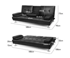 ALFORDSON Sofa Bed Lounge 3 Seater Futon Couch Cup Holder Leather Black