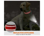 Collar para Perro, Clásico Collar Ajustable de Nylon Reflectante con Suave Malla Transpirable Acolchado para Perros Grandes, L,Rojo