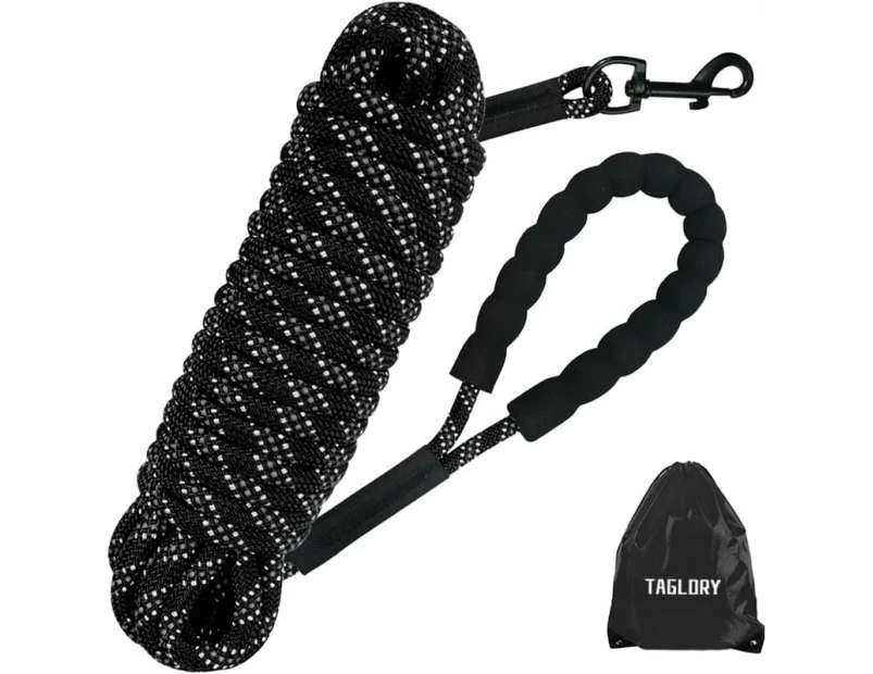 Longe pour Chien 5m, Long Laisse Chien Corde avec Poignée Rembourrée pour Chiens de Petites à Grandes Taille, Noir