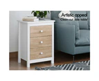 ALFORDSON Bedside Table Hamptons Nightstand Storage Side End 3 Drawers Oak