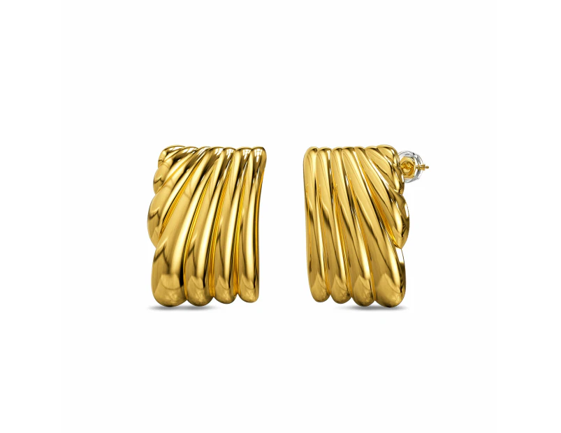 Pleated Angel Gold layered Stud Earrings