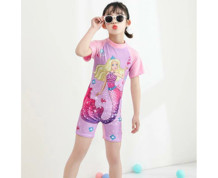 Kids Girls Cartoon Swimwear Swimsuit Short Sleeve One Piece Diving Bathing Suit Summer Beach Swimming Costume