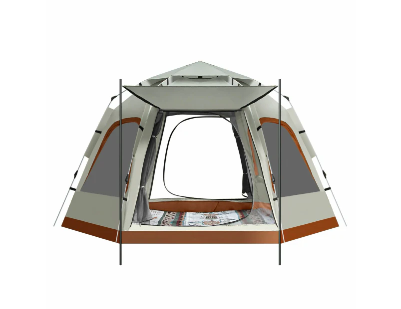 5 Man Camping Tent Instant Auto Pop Up Beach Shelter Sun Shade Picnic Hiking Dome Family Party Outdoor Water UV Proof 270x270x155cm Creamy White