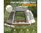 5 Man Camping Tent Instant Auto Pop Up Beach Shelter Sun Shade Picnic Hiking Dome Family Party Outdoor Water UV Proof 270x270x155cm Creamy White