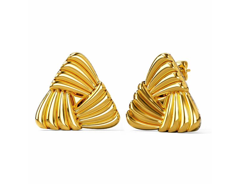 Ridged Triangle Gold layered Stud Earrings