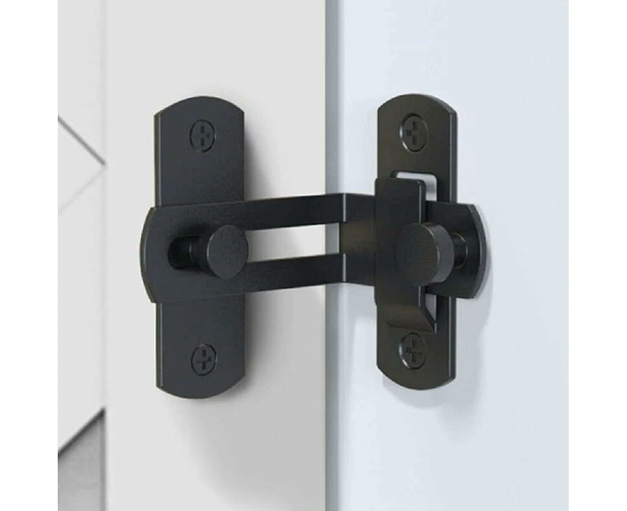 (Black) 90 Degree Flip Door Latch Bolt Barn Door Right Angle Lock Curved Door Buckle