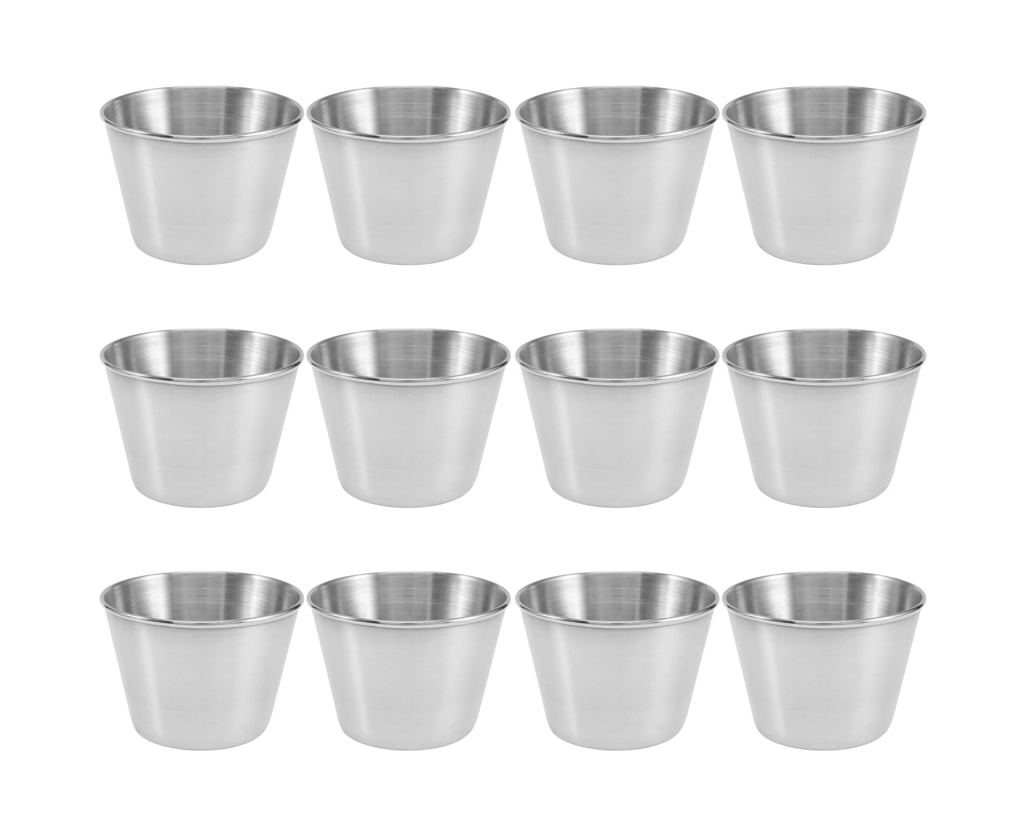 12 Pack Stainless Steel Condiment Sauce Cups,Commercial Grade Dipping Sauce Cups,Ramekin Condiment Cups Portion Cups