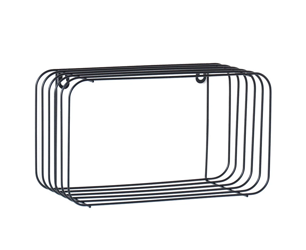 Magazine Shelf Wrought Iron Nordic Style Wall Mounted Storage Rack Newspapers Black