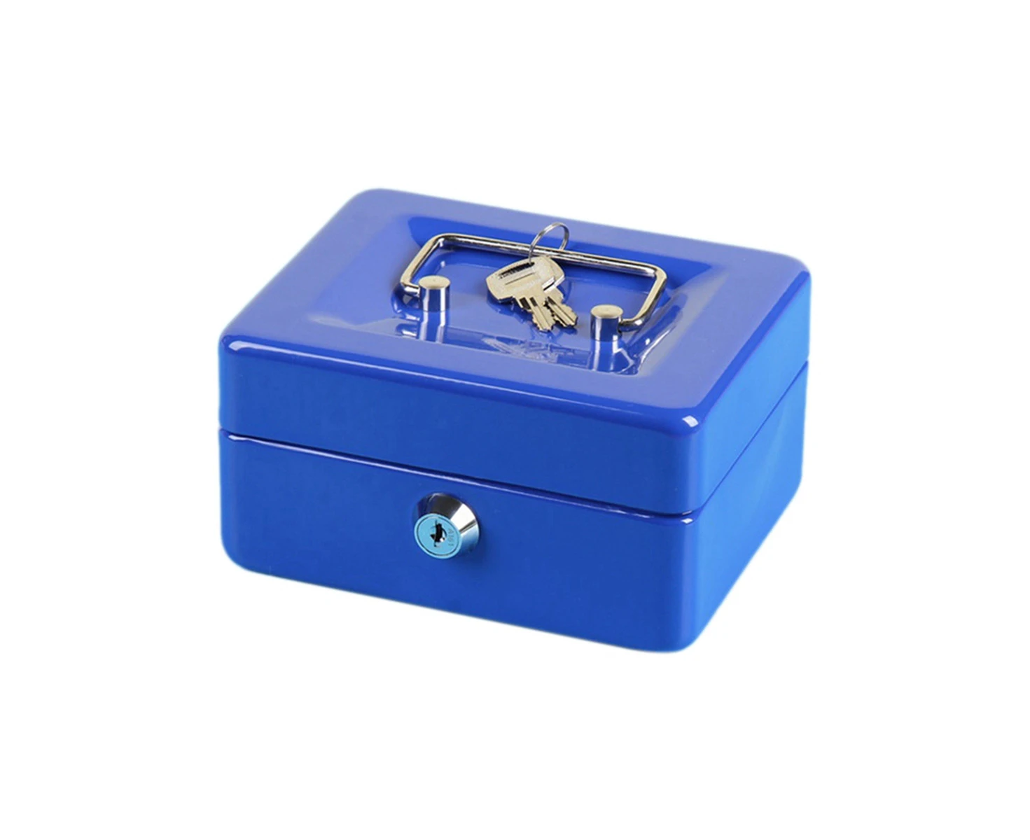 Mini Petty Cash Box Lockable Security Money Safe Box with Lock Slot -Metal Coin Bank Piggy Bank for Adult Children,Blue