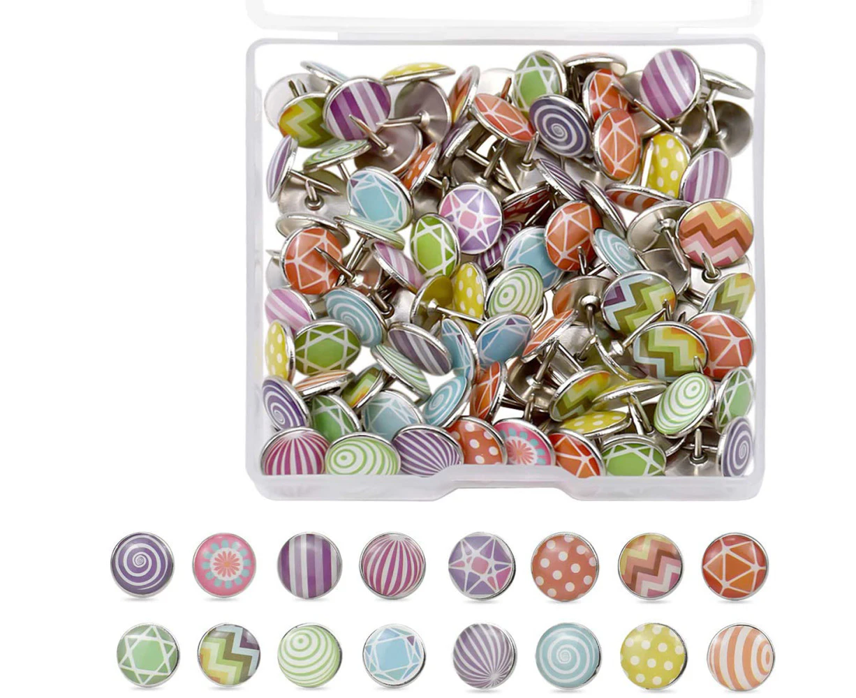 100 Pieces Decorative Thumbtacks, Fashion Pins Metal Push Pins For World Map, Map, Cork Board, Fabric Marking (Style B)