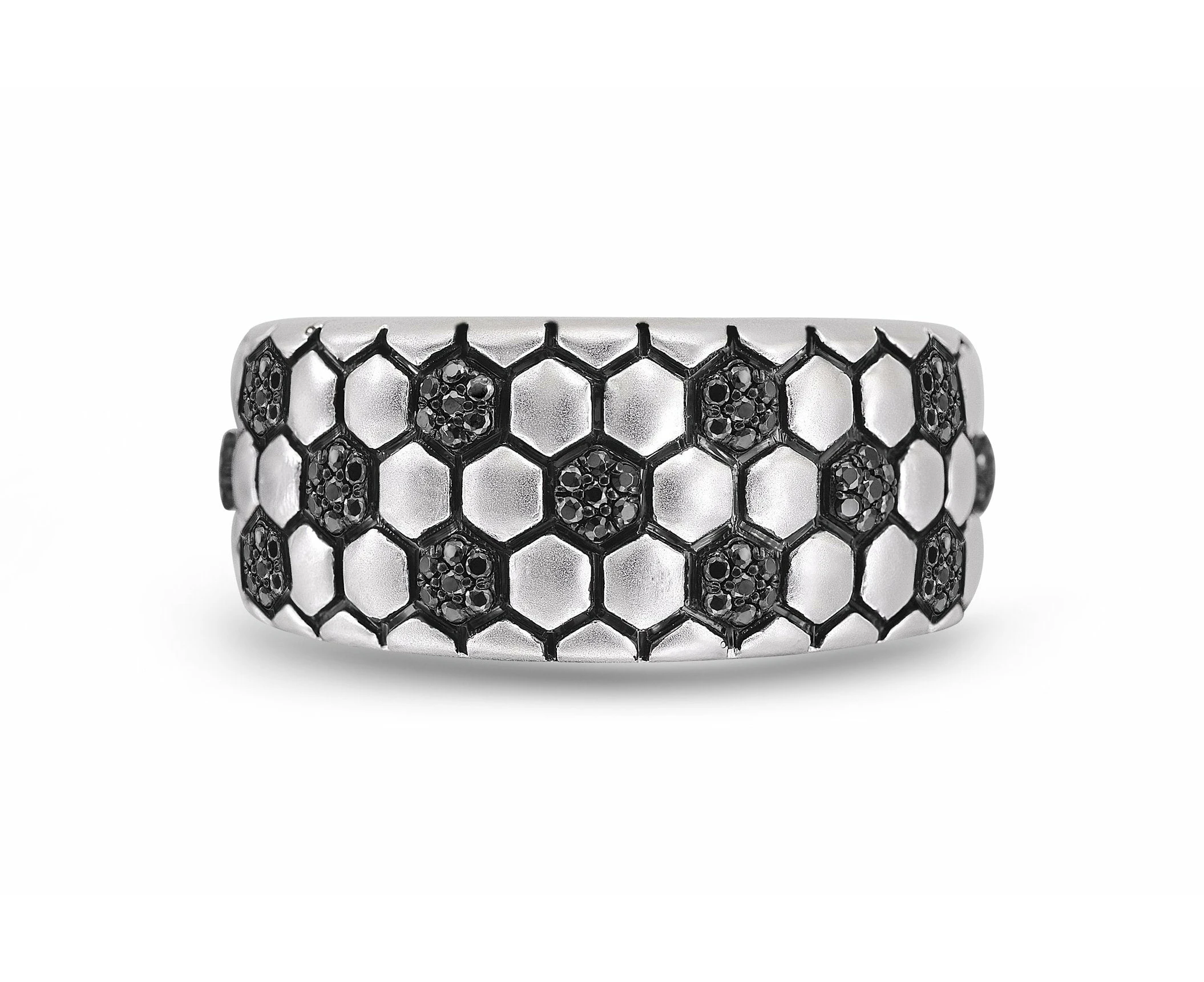 LuvMyJewelry Soccer Football Silver & Black Diamond Band Men Ring