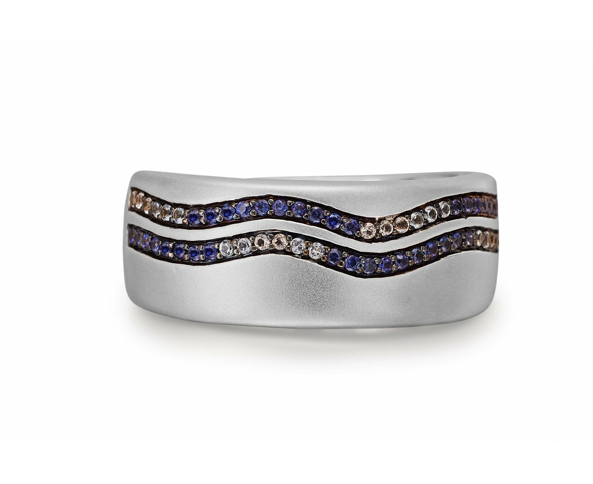 LuvMyJewelry Lifes A Beach Blue Sapphire & Topaz Silver Band Men Ring