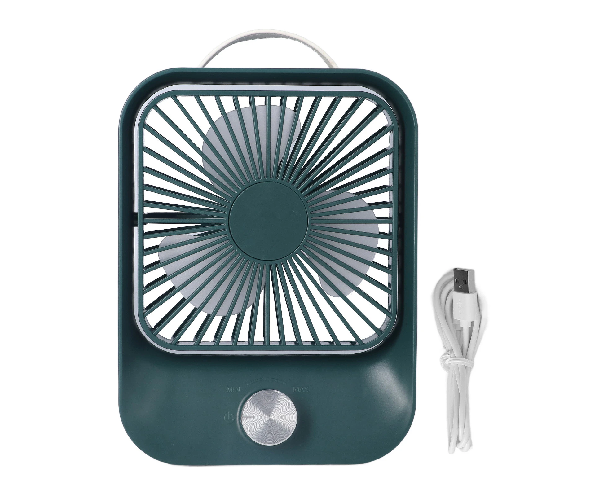 Desktop Oscillating Fan Usb Charging Portable Quiet Desk Fan With Lanyard For Camping Traveling Green