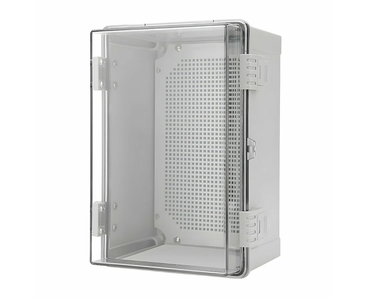 Electrical ABS Junction Box IP66 Waterproof Electrical Enclosure with Clear Hinged Cover and Mounting Plate for Electrical Project 30x20x17cm